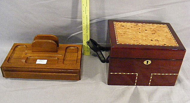 Dunhill desk organizer with label and inlaid ciga: Dunhill desk organizer with label and inlaid cigar humidor both in excellent condition