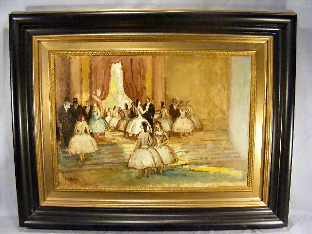 Oil painting on canvas by Jean Louis Marcel Cosso: Oil painting on canvas by Jean Louis Marcel Cosson "Le Foyer De L'Opera" 29" x 20" image