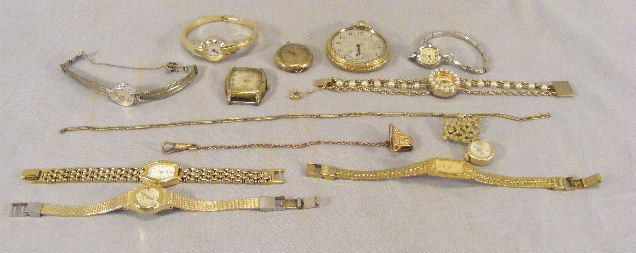 Lot of watches, Seiko, Citizen, Wittnauer wristwa: Lot of watches, Seiko, Citizen, Wittnauer wristwatches, Elgin pocket watch, etc. sold as is