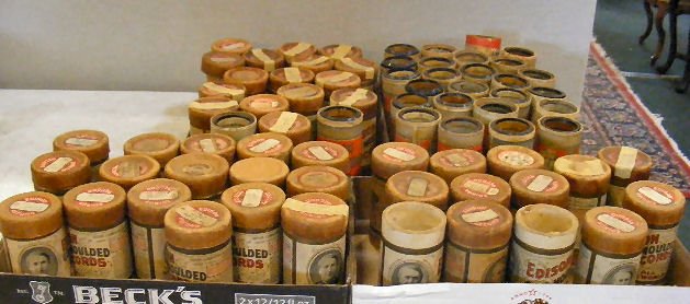 Lot 71 Vintage Edison Cylinder Records, lids may : Lot 71 Vintage Edison Cylinder Records, lids may not match records