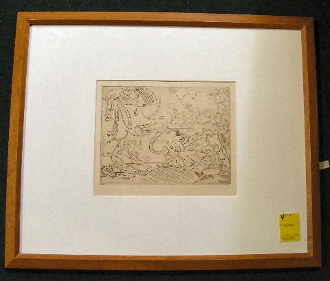 James Ensor etching, 1888 "La Blaque de L' elepha: James Ensor etching, 1888 "La Blaque de L' elephant" 7" X 9" image