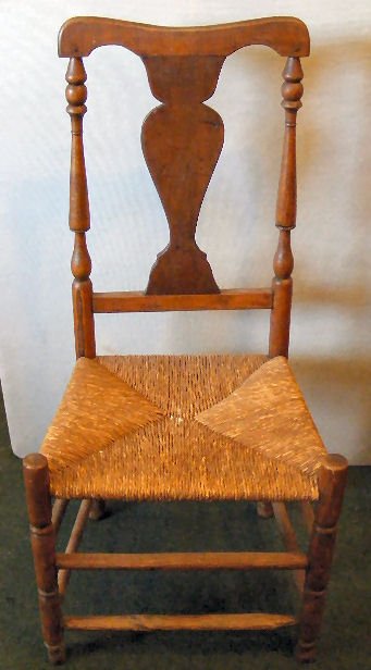 Period Queen Ann chair, measures 16" to top of se: Period Queen Ann chair, measures 16" to top of seat, chipped foot