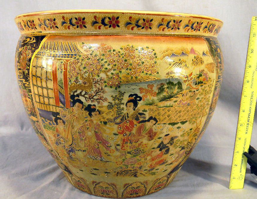 239B 20th century Royal Satsuma fish bowl, 12" high & Nov 27, 2012