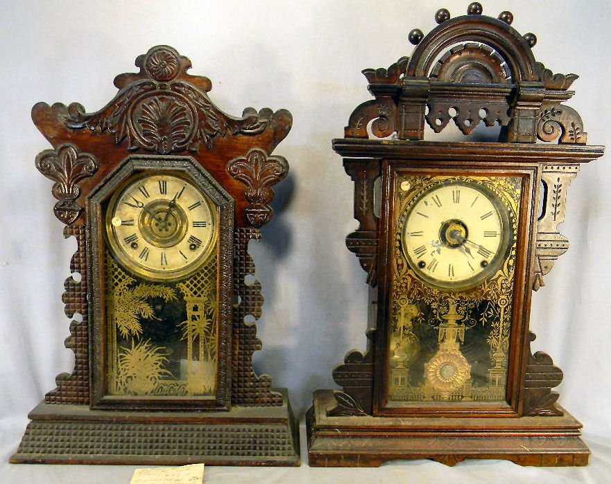 Ingraham and Seth Thomas alarm clocks, tallest 24: Ingraham and Seth Thomas alarm clocks, tallest 24" high, original glass on each, all clocks sold as is