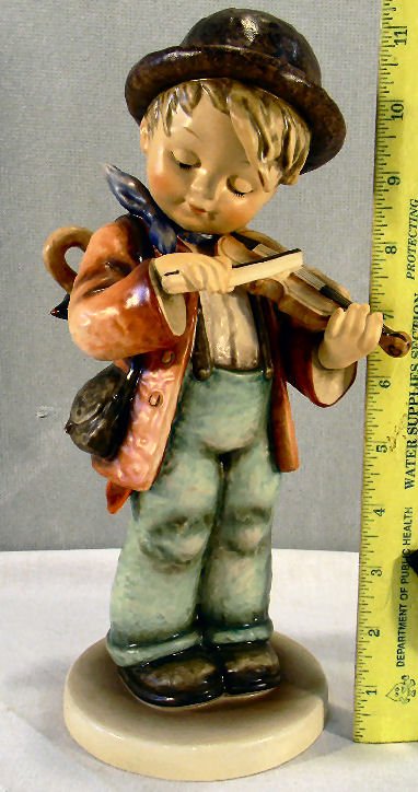 Hummel figurine Little Fiddler #2/II, 11.25" high, craz: Hummel figurine Little Fiddler #2/II, 11.25" high, crazing on base, tip of violin bowl missing