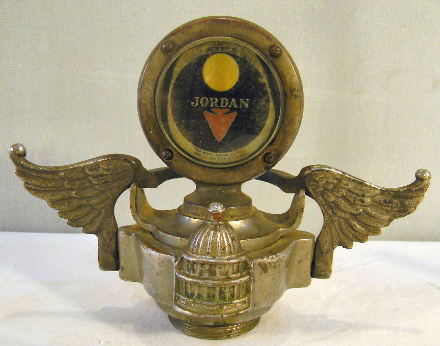 Jordan Boyce Moto Meter, with winged frame and capital : Jordan Boyce Moto Meter, with winged frame and capital dome, 6" tall, 7.5" wide