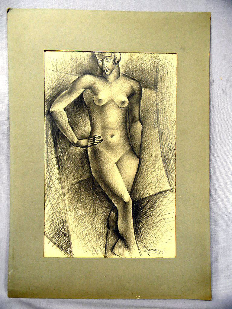 Graphite on paper signed Nicolas Poliakoff (1900-1976),: Graphite on paper signed Nicolas Poliakoff (1900-1976), dated 1927, 12" X "8 image, unframed