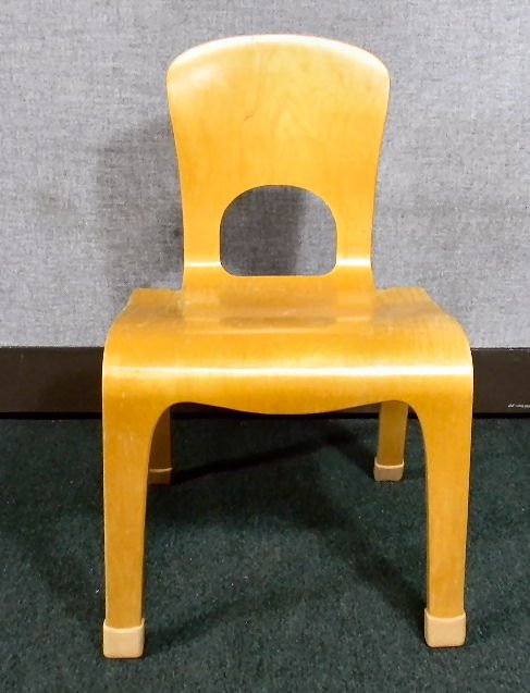 Plycraft cut out child's chair, some wear to finish,: Plycraft cut out child's chair, some wear to finish, 25.5" high