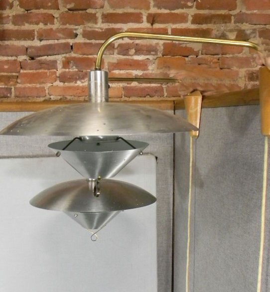 Pair of modern design wall sconces, 19" diameter shade: Pair of modern design wall sconces, 19" diameter shade