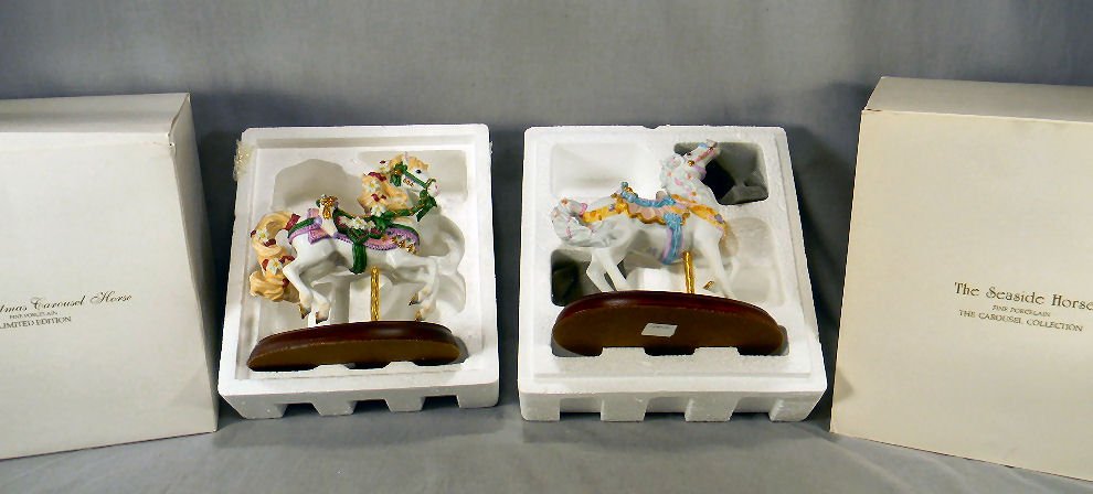 Lenox 1993 Christmas Carousel Horse and Seaside Horse,: Lenox 1993 Christmas Carousel Horse and Seaside Horse, each in excellent condition with box