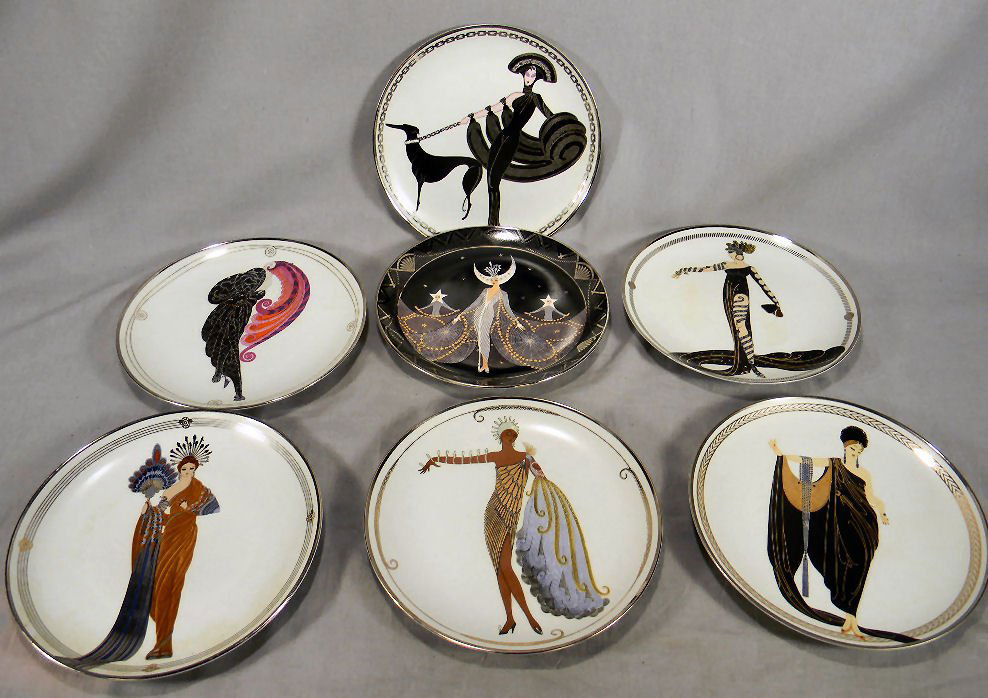 Seven House of Erte 8" plates,: Seven House of Erte 8" plates, all in excellent condition, no boxes