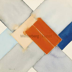 ROLF HANS Frankfurt/M. 1938 - 1996 Basel: Diagonale: ROLF HANS Frankfurt/M. 1938 - 1996 Basel Diagonale Schachtelkomposition. Aquarell 1968. Signiert und datiert sowie verso signiert und bezeichnet „Basel 68“. Auf kräftigem strukturiert