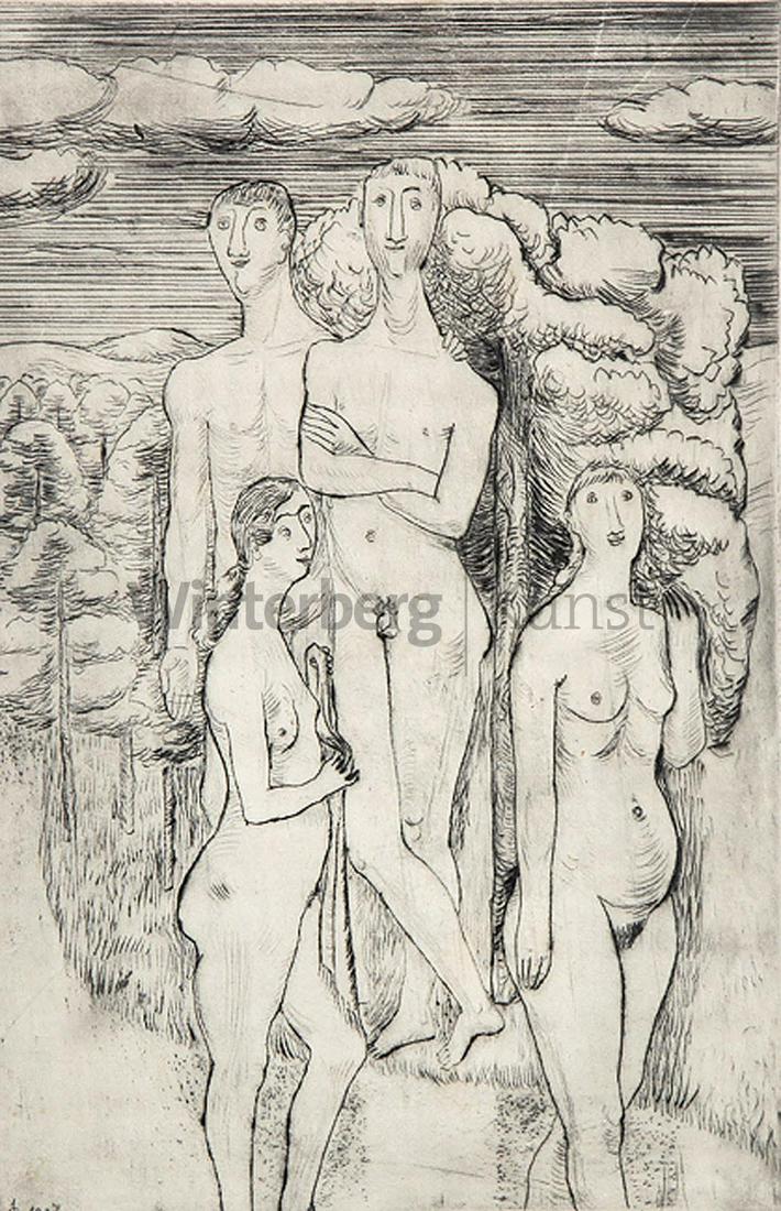 GERHARD MARCKS Berlin 1889 - 1981 Köln: „: GERHARD MARCKS Berlin 1889 - 1981 Köln „Sommertag“. Radierung mit Kaltnadel 1928. Lammek R 4. - Einer von nur wenigen Handabdrucken. Signiert, datiert „28“ und betitelt so