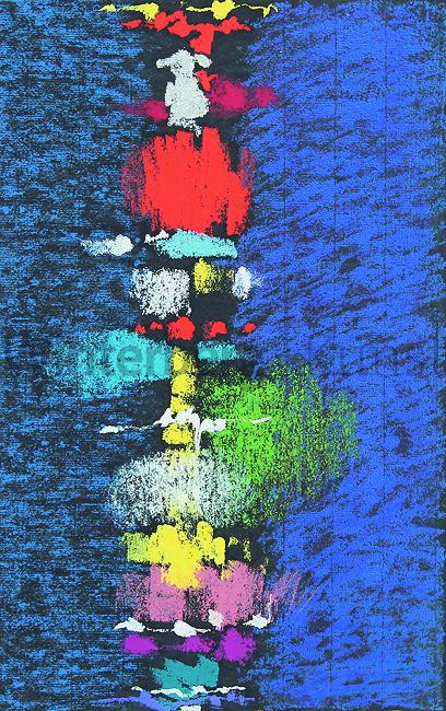 MAX ACKERMANN: Farbturm II.: MAX ACKERMANN Berlin 1887 - 1975 Bad Liebenzell Farbturm II. Farbsérigraphie 1961. Bayer/Ensslin-List S 6103. - Expl. 95/100. Signiert und datiert und am Unterrand von fremder Hand (?) betitelt. Auf