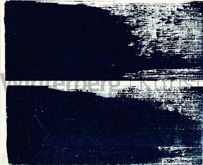 ARNULF RAINER: Blauer Verlauf.: ARNULF RAINER Baden bei Wien 1929 - lebt in Enzendorf und Teneriffa Blauer Verlauf. 2 Bll. Aquarelle mit Deckfarben in Rakeltechnik 1992. Beide monogrammiert und datiert. Verso signiert und datiert. A