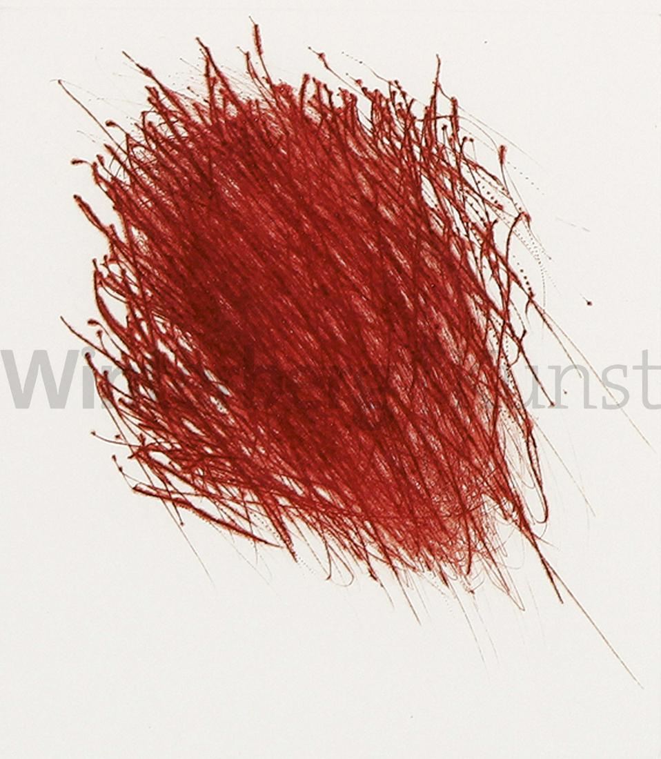 ARNULF RAINER: Roter Kopf, verdeckt.: ARNULF RAINER Baden bei Wien 1929 - lebt in Enzendorf und Teneriffa Roter Kopf, verdeckt. Radierung in Rot. Expl. 3/30. Signiert. Auf kräftigem chamoisfarbenem Vélin. 20 x 18 cm. Im ehemaligen Passe