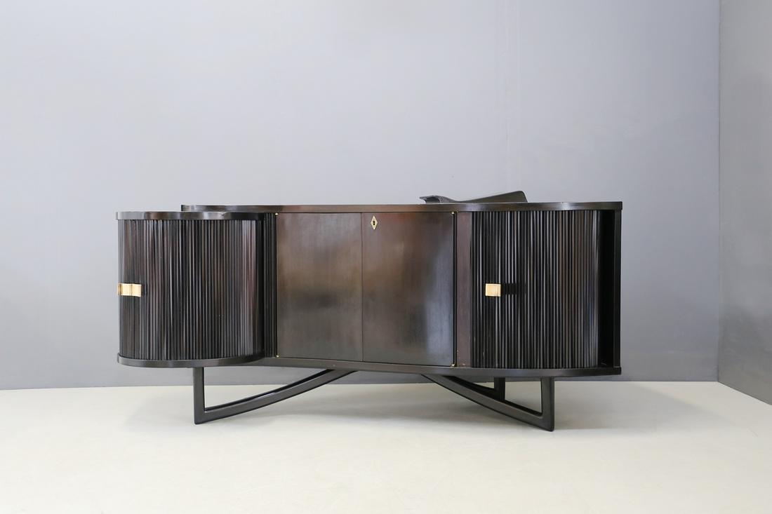 Italian Bar Cabinet by in Ebonized Wood and Brass (1 of 8)