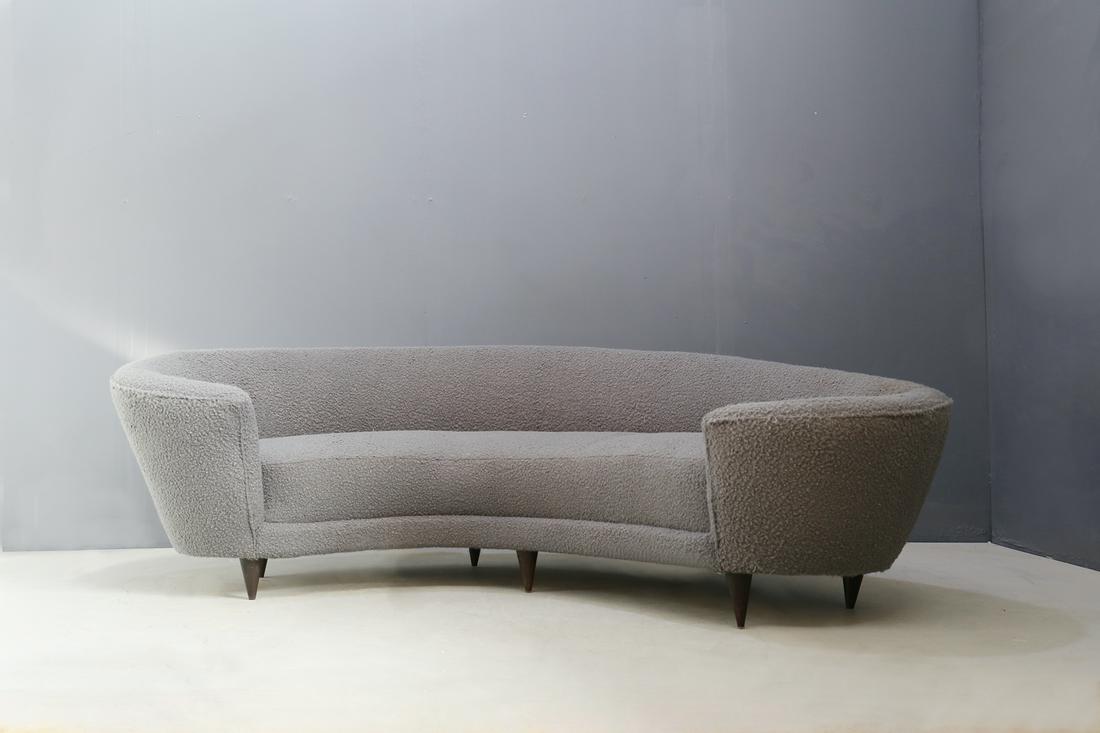 Curva sofa by E.Meroni and G. Radice in grey boucle (1 of 6)