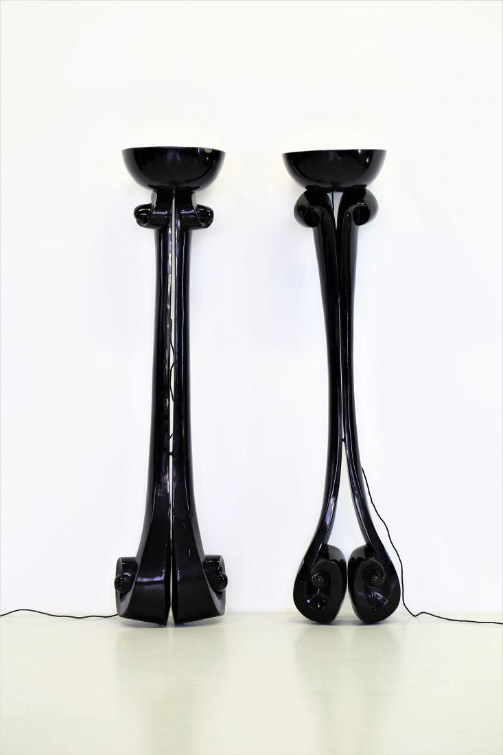 Pair of Midcentury Black Floor Lamps French in Resin in (1 of 5)