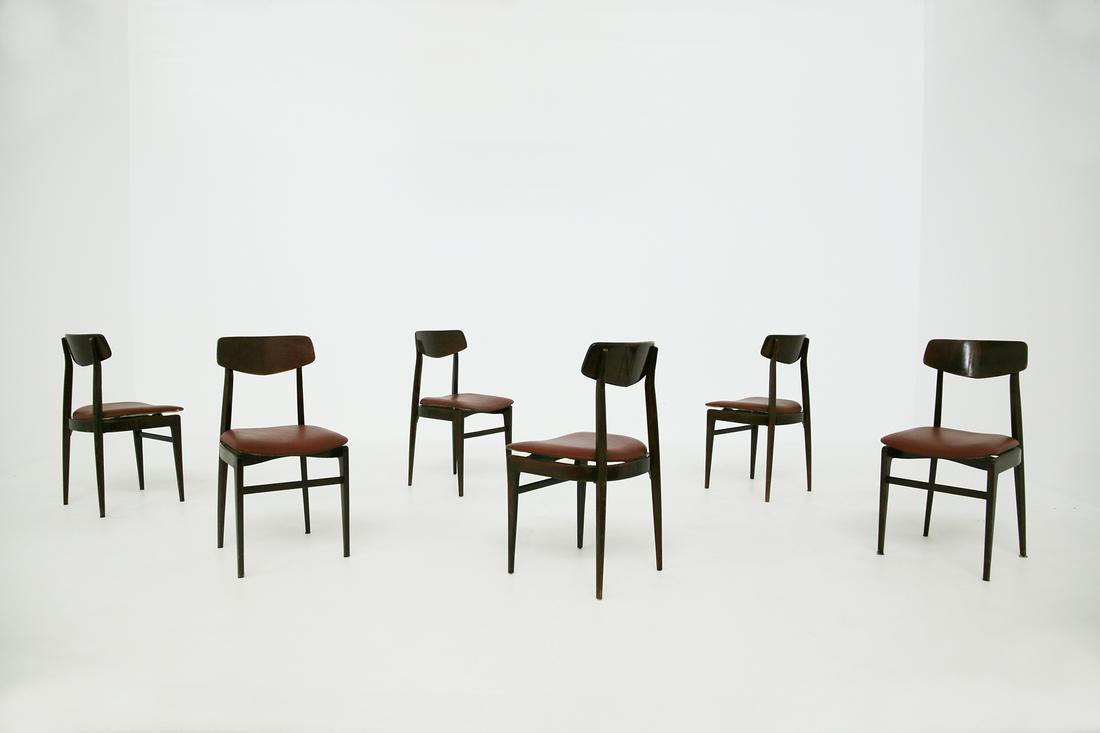 Italian Midcentury Table Chairs in Burgundy (1 of 6)