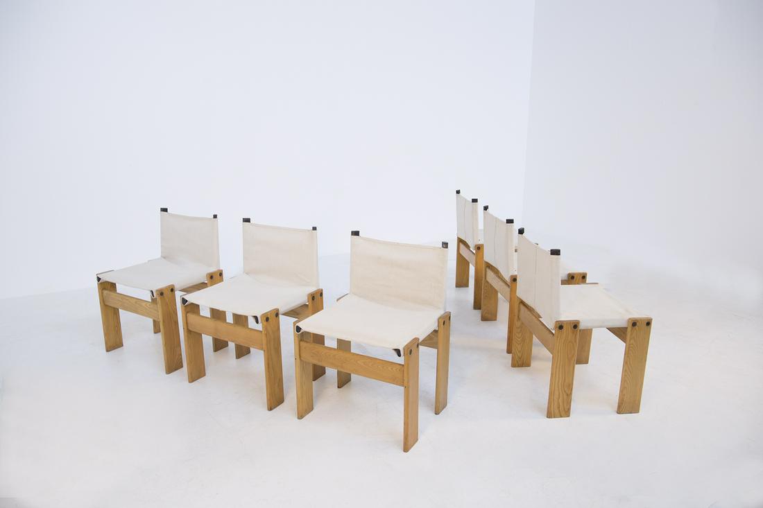 Set of six dining chairs by Afra Carlo Scarpa Mod Monk, (1 of 8)