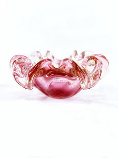 Pink Vase by Michele Onesto, 1960, signed: Pink Vase by Michele Onesto, signed in Murano glass. Dim: H 12 cm Diameter 25 cm