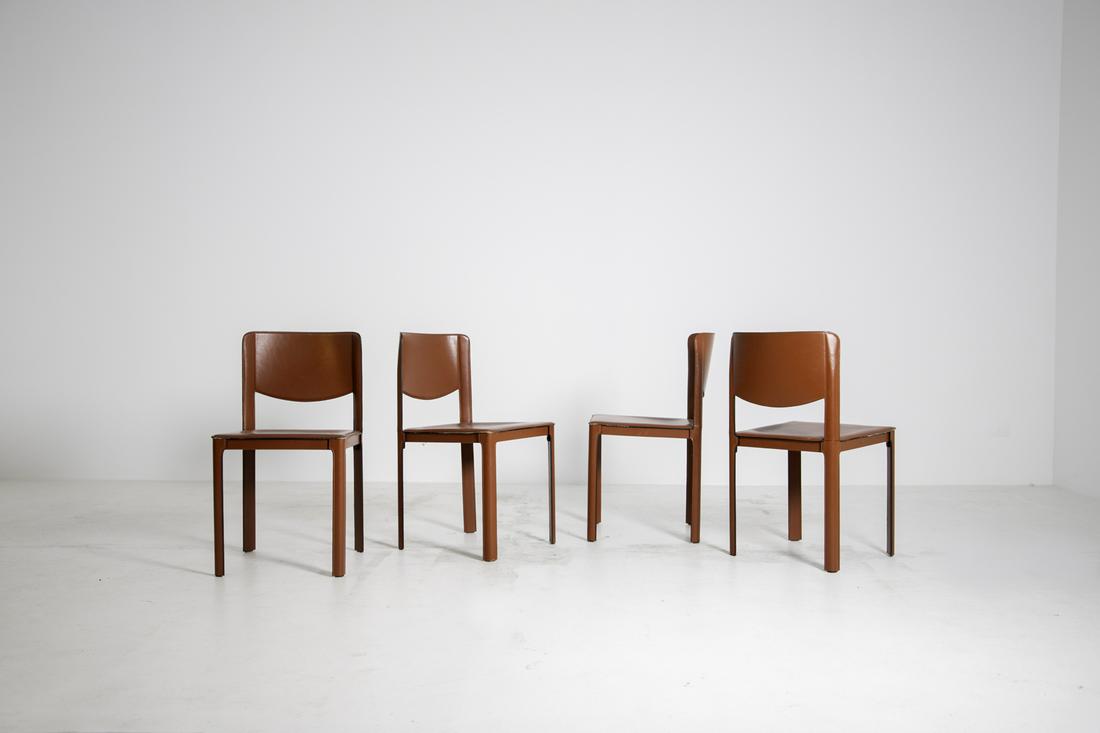 Set of Four Italian Chair, Matteograssi Burgundy (1 of 6)