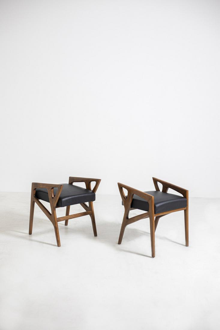 Pair of Gio Ponti Italian Walnut Stools (1 of 5)