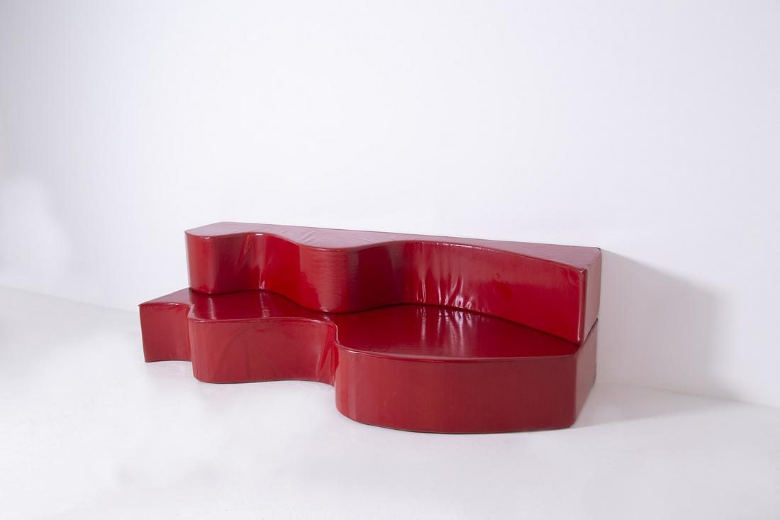 Archizoom red Superonda sofa for Armchair, 1970 (1 of 6)