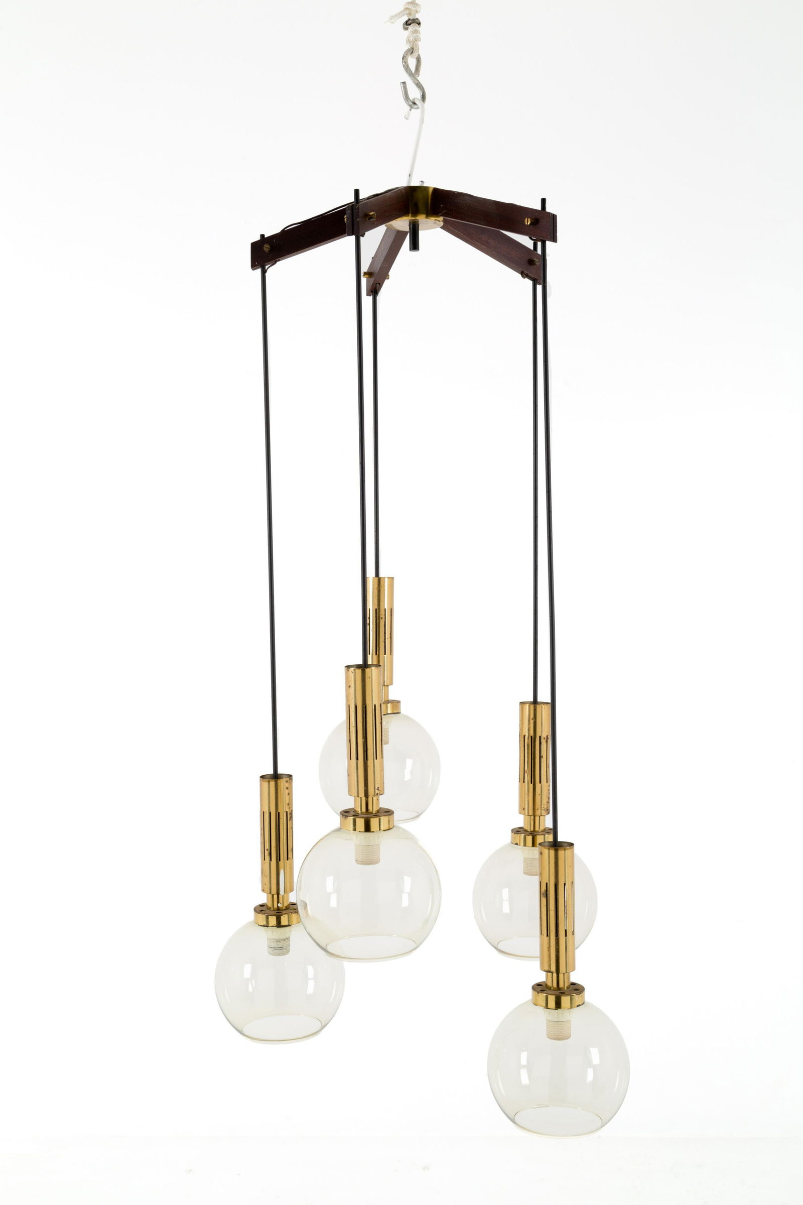 STILNOVO. Chandelier with five lights. 1950s (1 of 3)