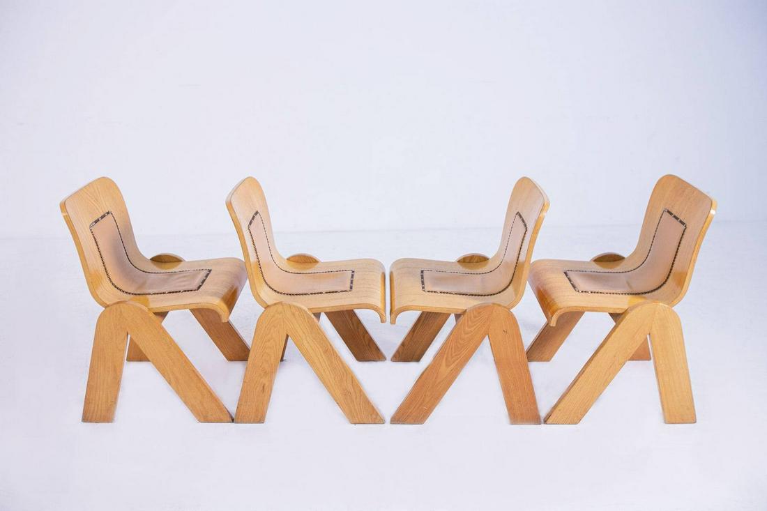 Set of Four Wooden Chairs by Mario Sabot 1950s (1 of 7)