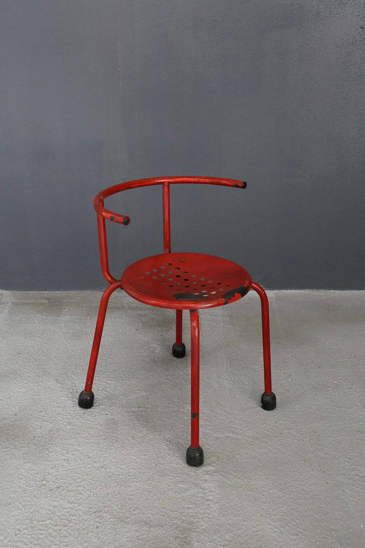 Pair of Red Iron Chairs by Ettore Sottsass 1960s (1 of 4)