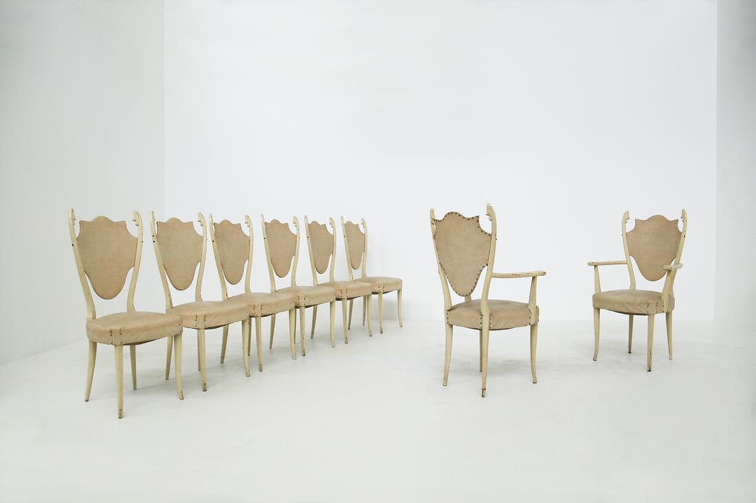 White Six Chairs by Carlo Enrico Rava in Lacquered , (1 of 12)
