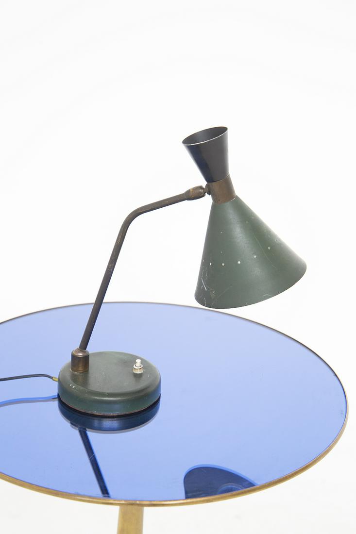 Italian table lamp, green aluminium, 1950s (1 of 8)