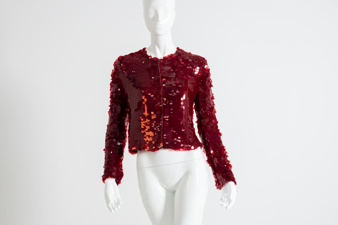 Armani Collezioni silk and sequin red blazer, 2000s (1 of 7)