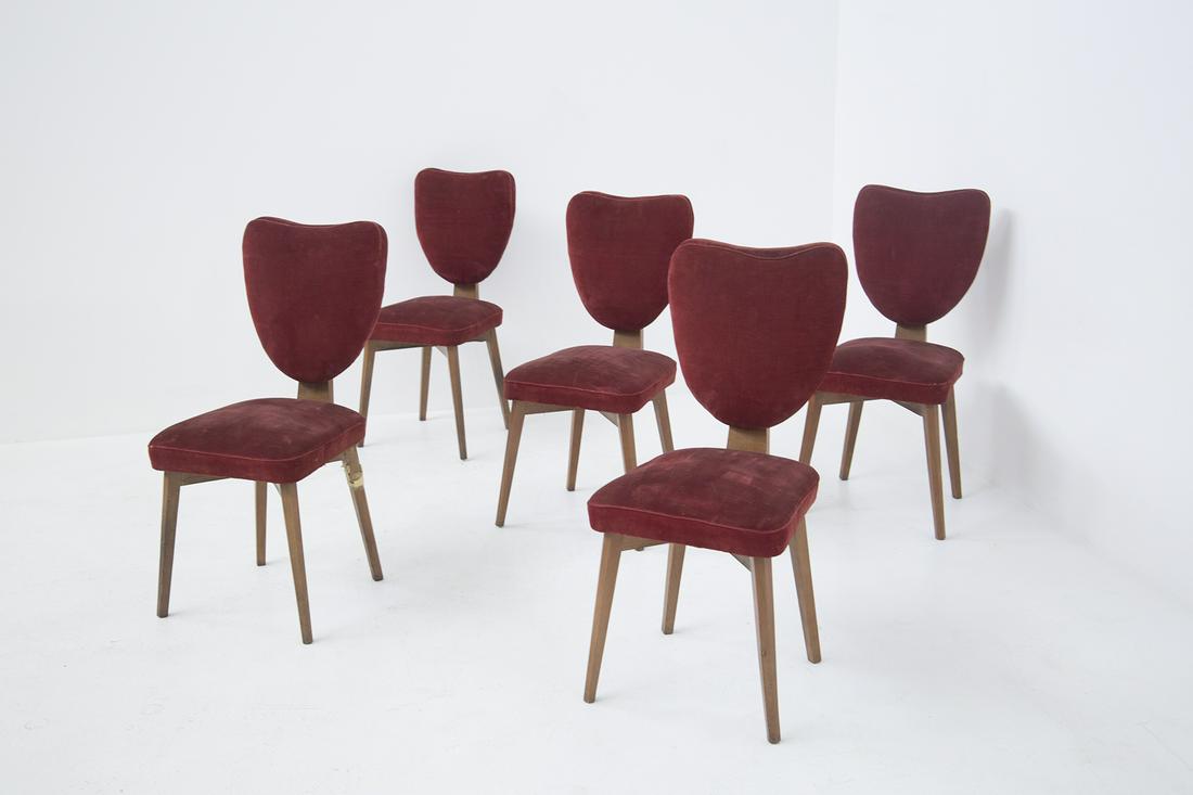 Italian Manufacture Chairs in Velvet and Wood (1 of 5)