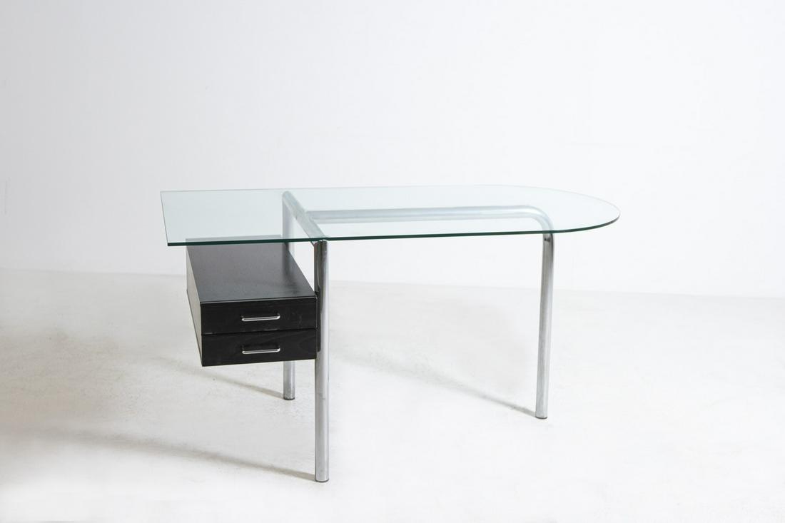 Italian Desk in Steel and Glass and Black Wood (1 of 5)