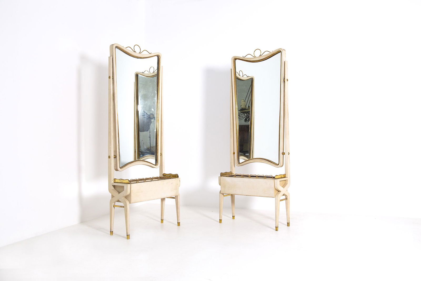 Italian Mirrors in Brass and White Wood (attr.) Pietro Lingeri (1 of 8)