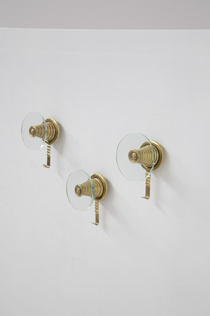 three Italian wall hangers in brass and glass  1950s (1 of 5)