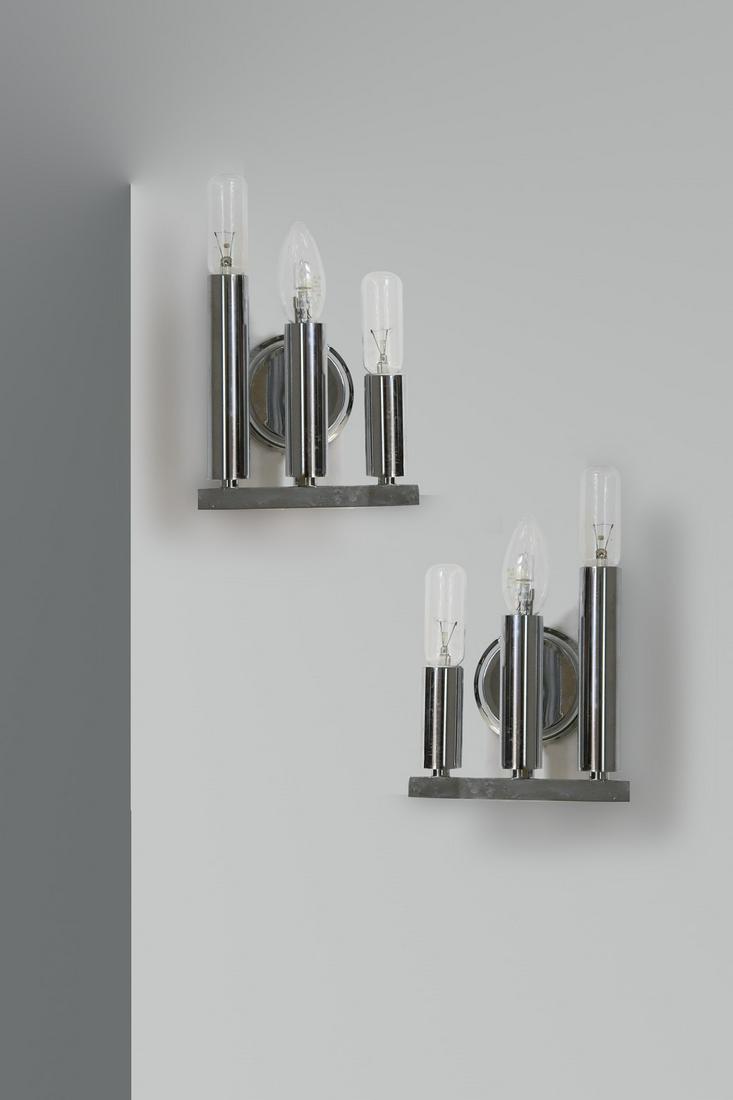 Coppia Applique italiane in ottone nichelato  1960 (1 of 5)