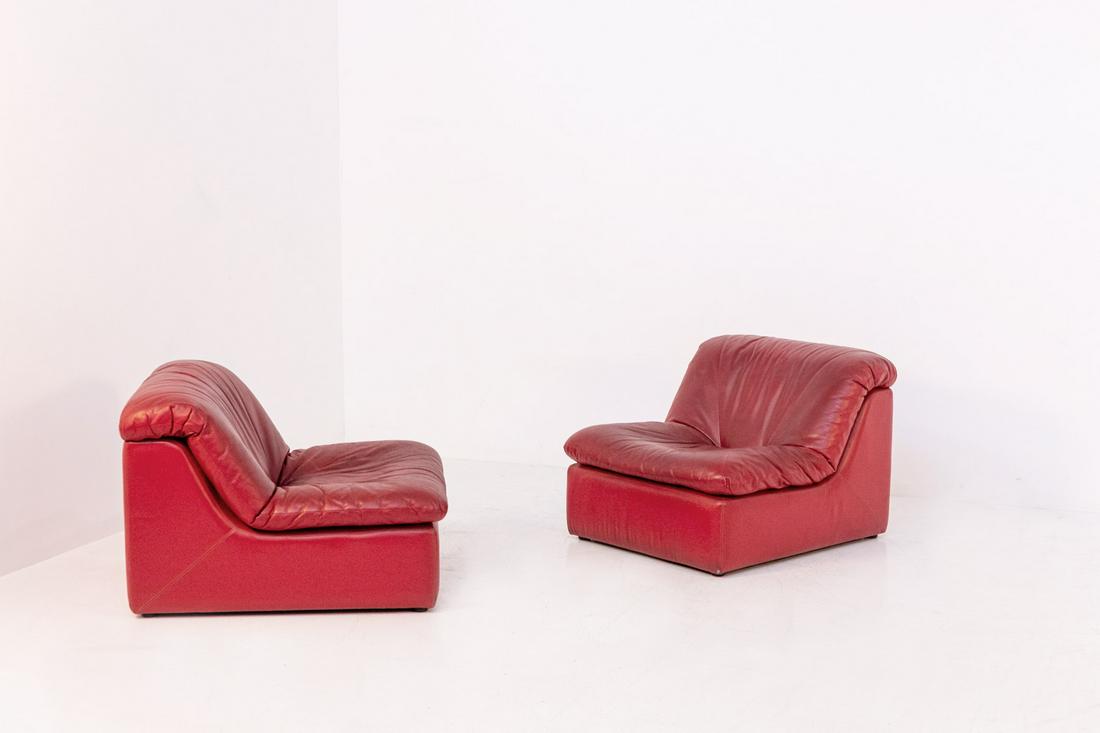 Vintage Red Leather Armchairs Titina Ammannati 1970 (1 of 5)