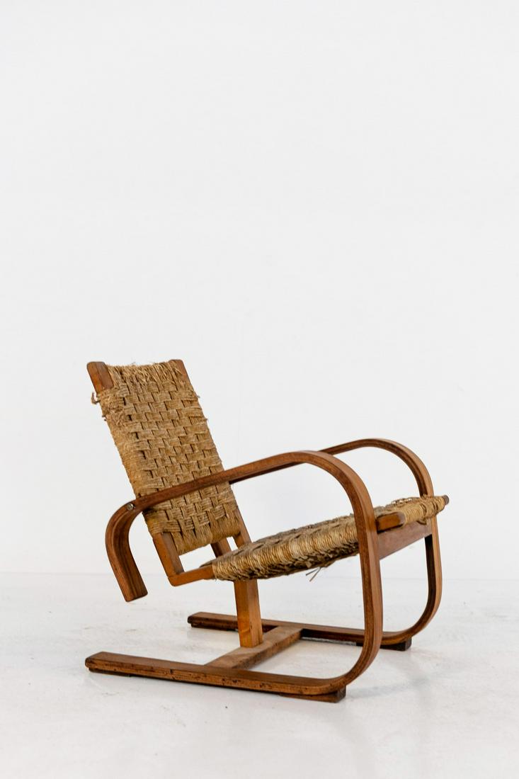 Giuseppe Pagano Armchair in Wood and Wicker (Attr.)  1940 (1 of 6)