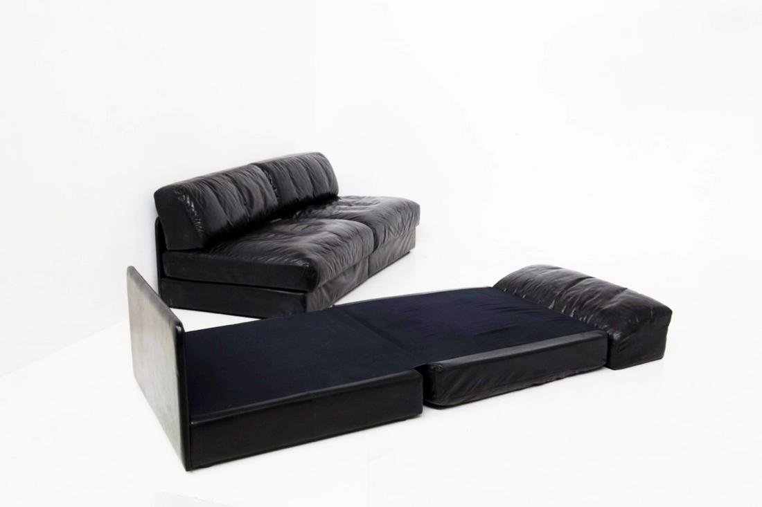 Black Leather Sofa mod. DS76 by Sofart - De Sede (1 of 7)
