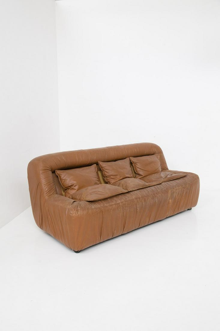 Leather sofa attr. to D'Urbino, De Pas, Lomazzi (1 of 4)