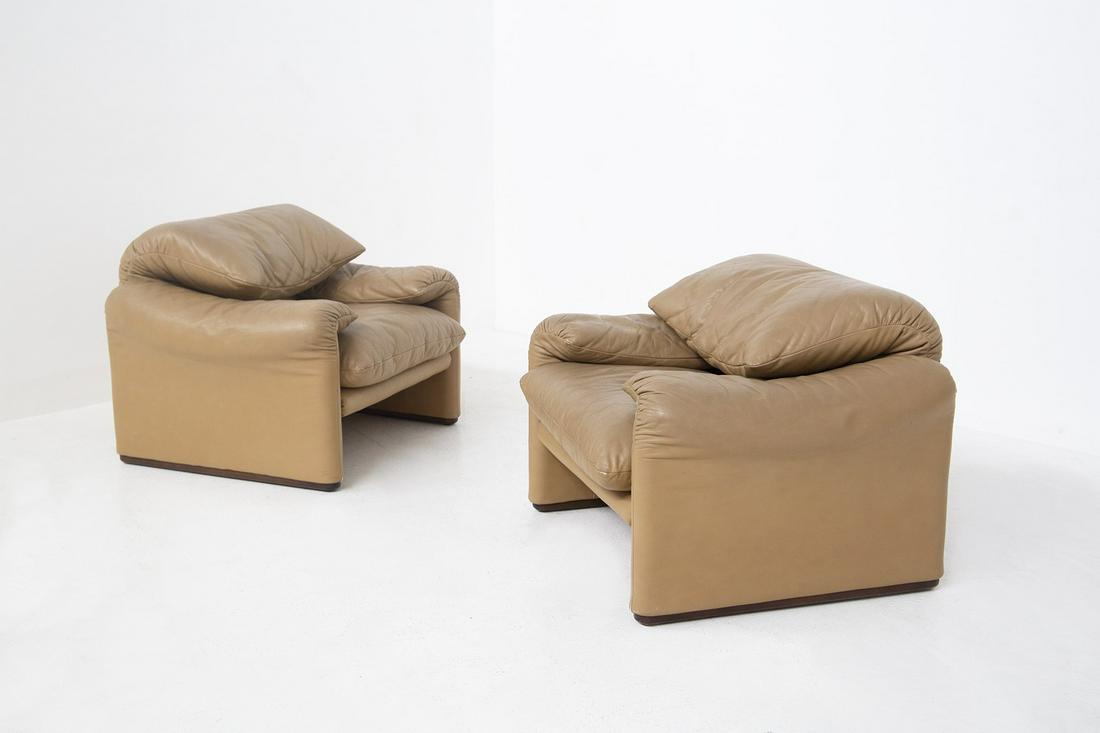 Maralunga Vintage Leather Armchairs Vico Magistretti (1 of 5)
