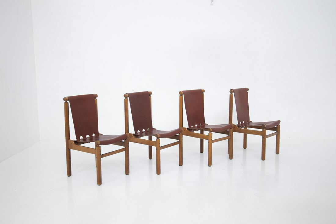 Ilmari Tapiovaara Four Leather Chairs for Permanente Mobili CantÃ¹ (1 of 5)
