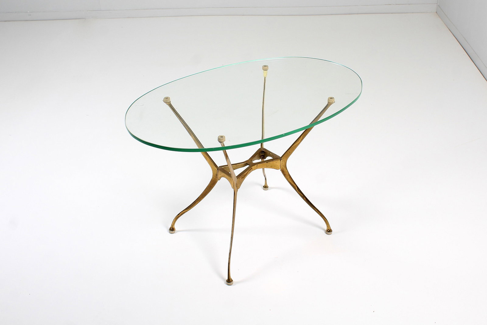 Coffee table with oval glass top and gilded brass range frame attr. to Cesare Lacca (1 of 2)
