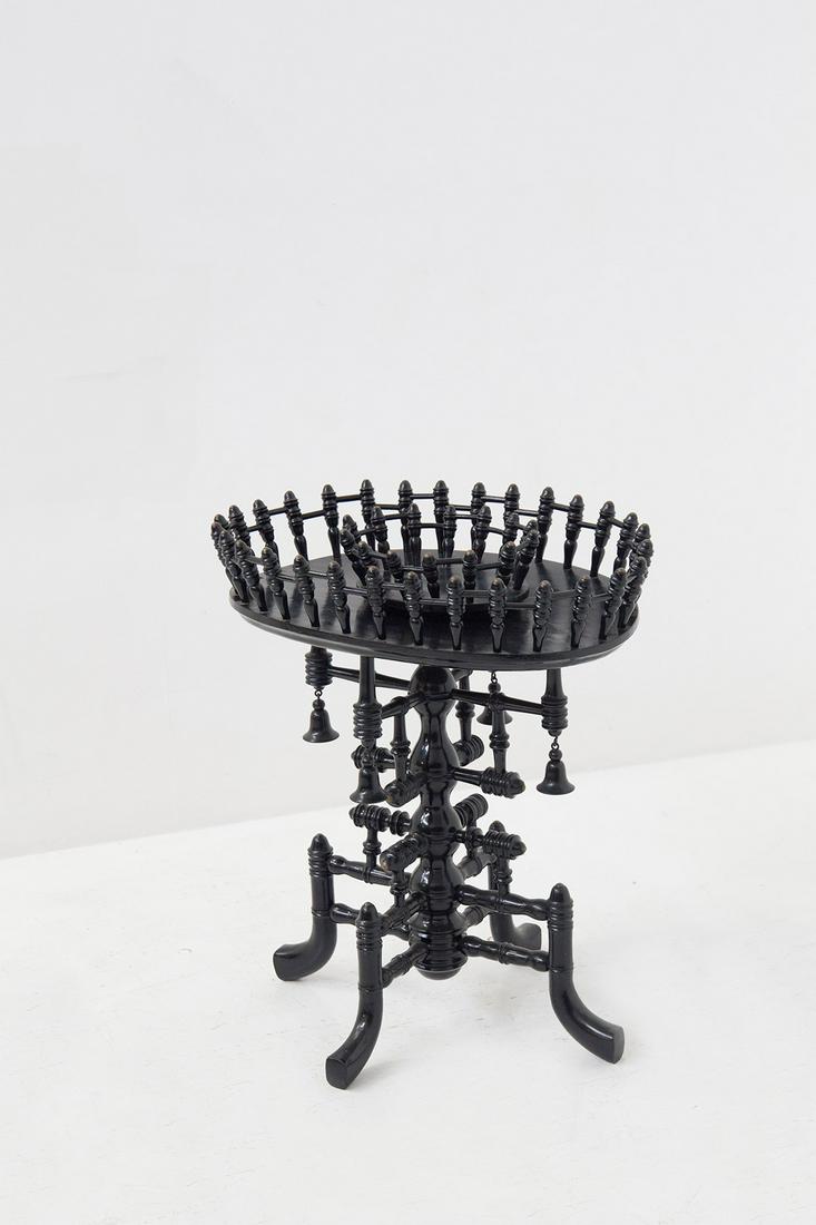 German Brass and Ebonized Turned Wood Side Table (1 of 4)