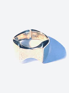 Silver ring by Angelo Mangiarotti: 925 rhodium-plated silver Stamped marks. 2005Italian size 10, European size 50 , American size 5.25.