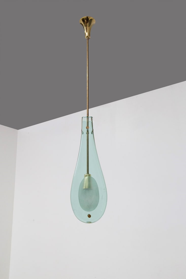 Max Ingrand Glass and brass chandelier for Fontana Arte (1 of 6)